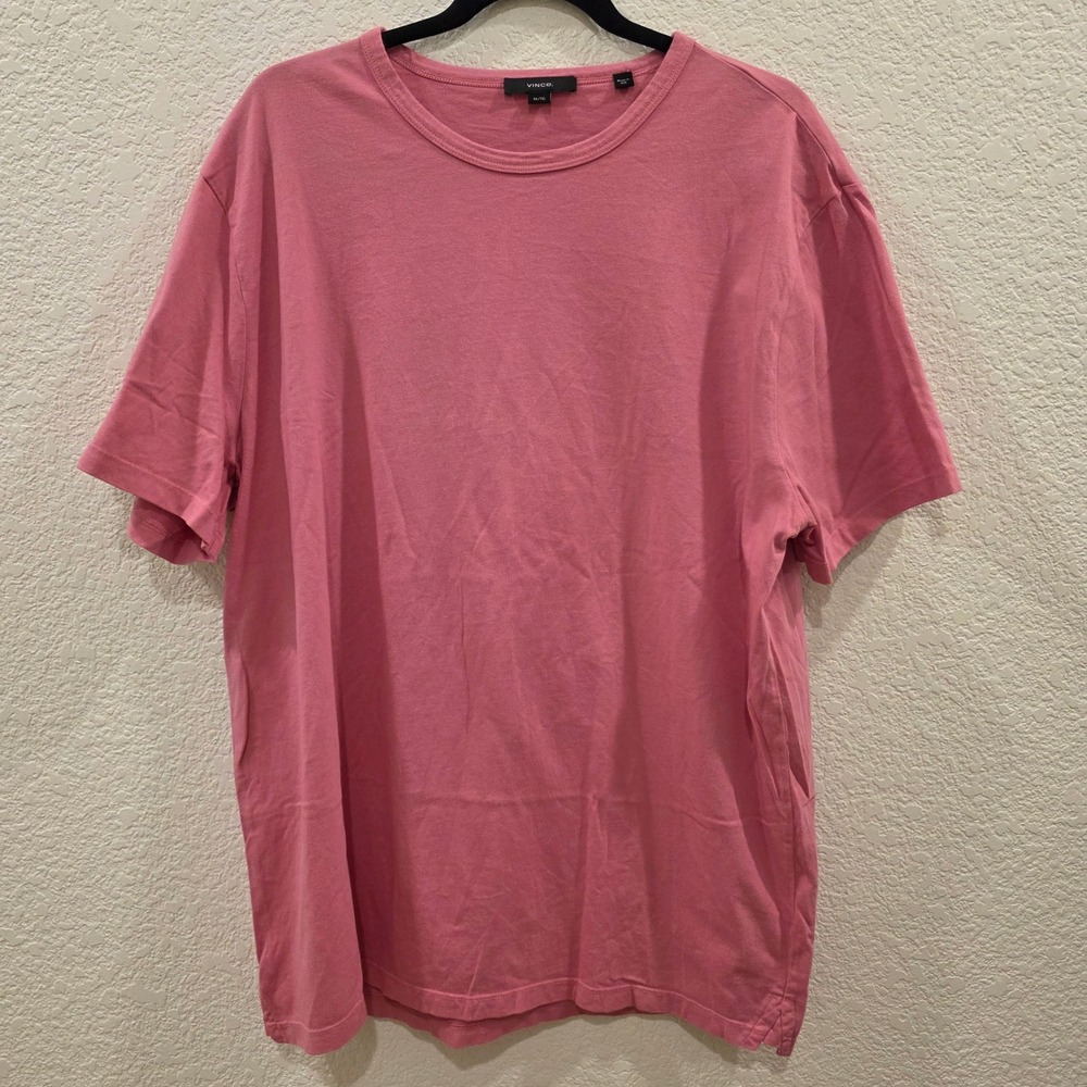 Vince Mens Pink Short Sleeve Cotton Crewneck Tee Shirt Size XL Made in USA